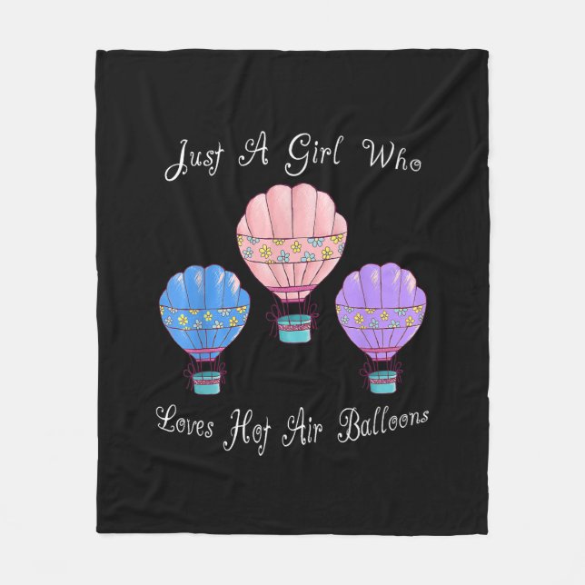 Fun Cute Hot Air Balloon Fleece Blanket (Front)