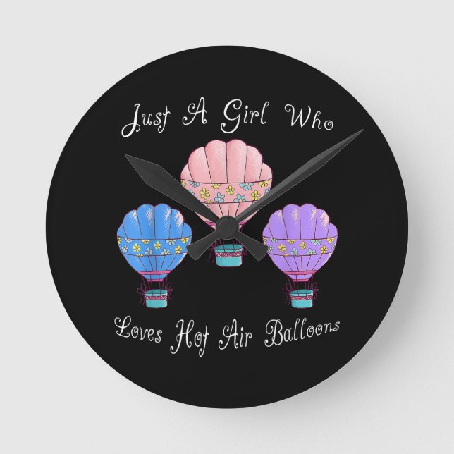 Fun Cute Hot Air Balloon Round Clock (Front)