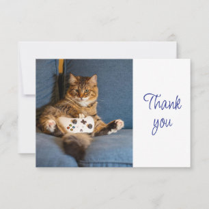 Fun Cute Kitten Cat Gamer Gaming  Thank You Card