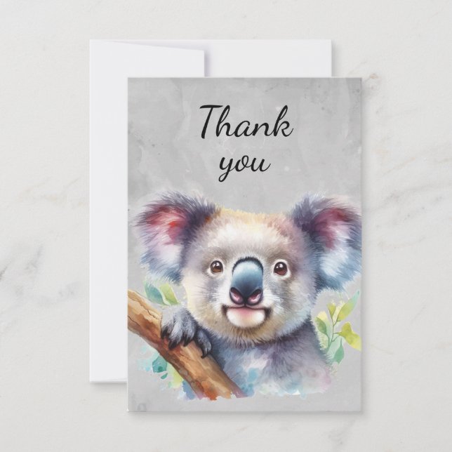 Fun Cute Koala Bear Wildlife Animal Thanks Thank You Card (Front)