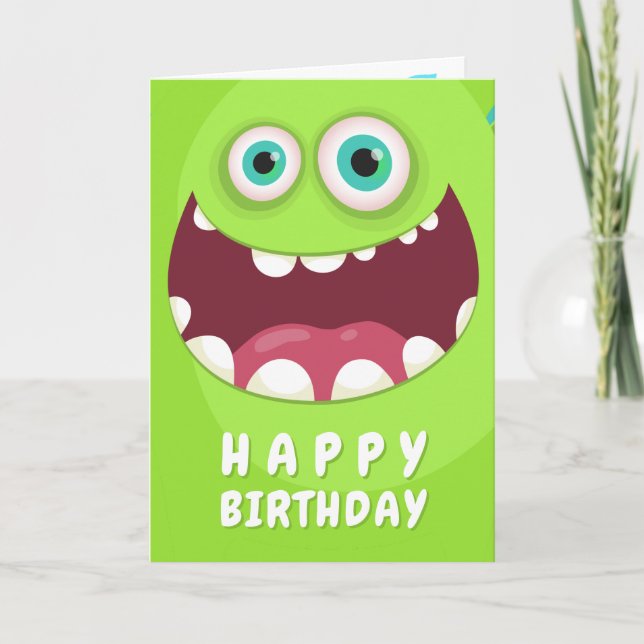 Fun Cute Monster Holiday Card (Front)