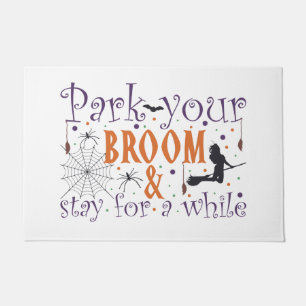 Fun Cute Park Your Boom Witch Halloween Doormat