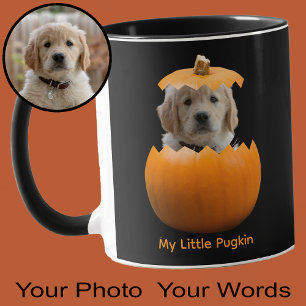 Fun Cute Personalized Halloween Pumpkin Dog Photo Mug
