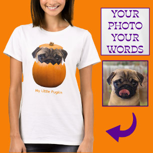 Fun Cute Personalized Halloween Pumpkin Dog Photo T-Shirt