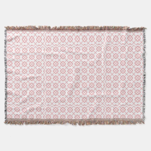 Fun Cute Pink and White Pattern Throw Blanket (Front)