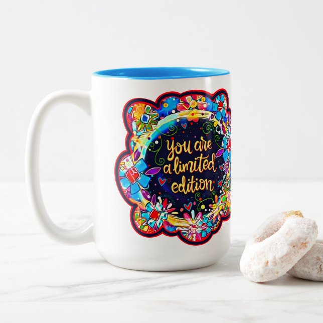 Fun Cute Pretty Limited Edition Inspirivity Two-Tone Coffee Mug (With Donut)