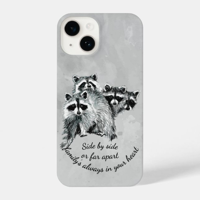 Fun Cute Raccoon Animal Family Quote iPhone Case (Back)