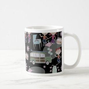 Fun Cute Retro Art Sock Hop Pattern Coffee Mug