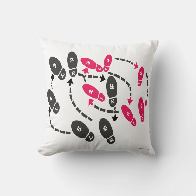 Fun Cute Retro Cheeky Dance Steps Instruction Throw Pillow (Front)