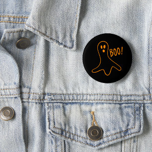 Fun Cute Scary Halloween Ghost Round Pin Button