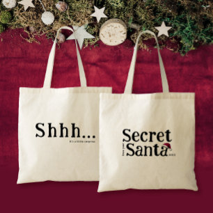 Fun Cute Shh It's A Surprise Secret Santa Red Hat  Tote Bag