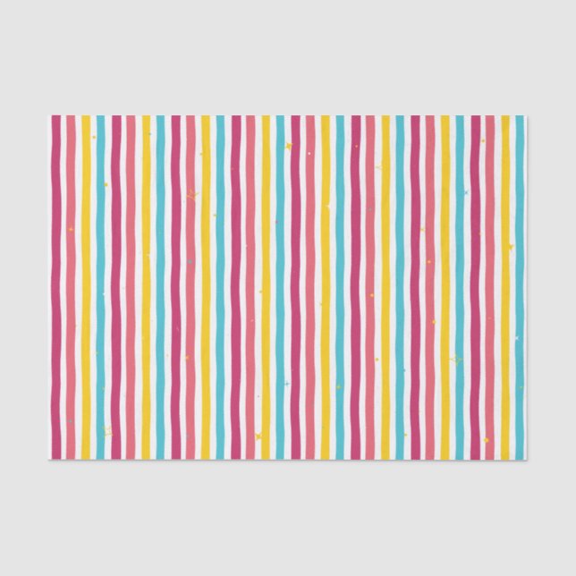 Fun Cute Sparkly Colourful Striped Candy Tissue Paper (Front)