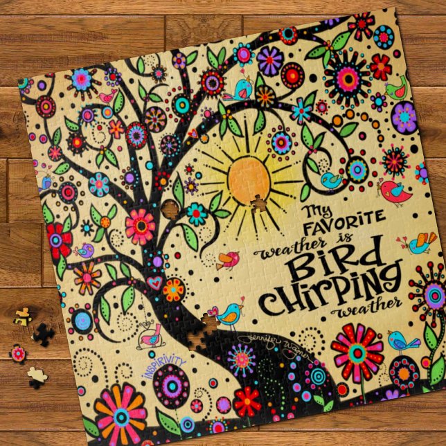Fun Cute Spring Bird Chirping Weather Inspirivity Jigsaw Puzzle (Creator Uploaded)