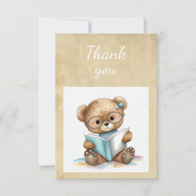 Fun Cute Teddy Bear Lecture Livres Merci (Devant)