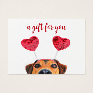 Fun Cute Valentine's Day Dog Headband Gift Card