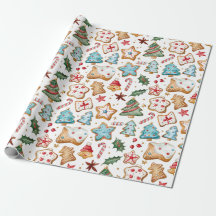 Fun Cute Watercolor Christmas Cookies Paper