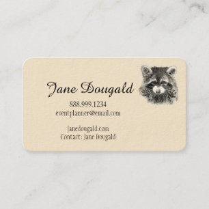 Fun Cute Watercolor Raccoon Animal Business Card