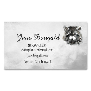 Fun Cute Watercolor Raccoon Animal  Magnetic Business Card