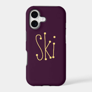 Fun Cute Whimsical SKI Text Deep Purple Background