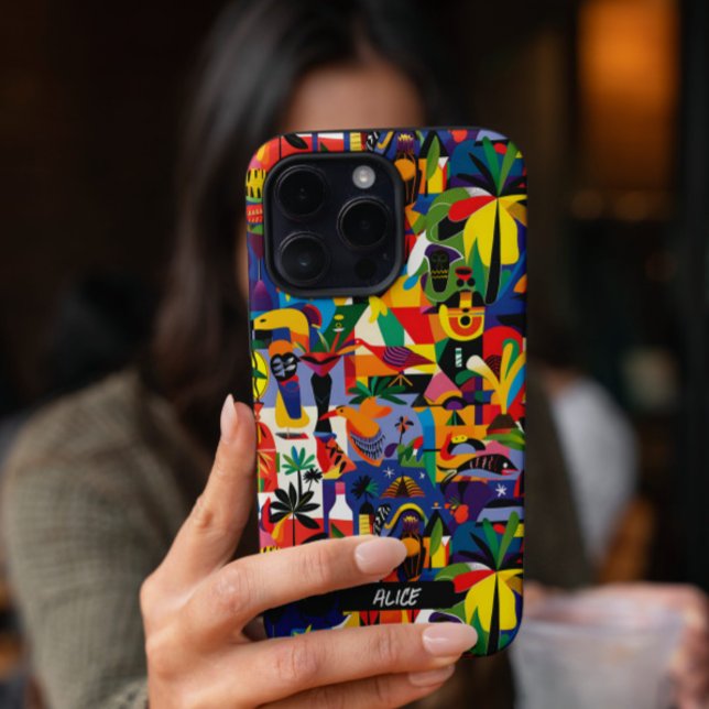 Fun Cutest Colourful Cartoon Art Doodle Custom Case-Mate iPhone Case (Super fun and cute colorful art doodle pattern design with custom name phone case)