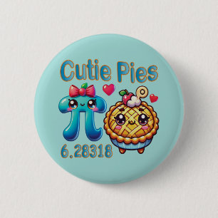 Fun “Cutie Pies” Cute Pi Symbol & Pie Pun 2 Inch Round Button