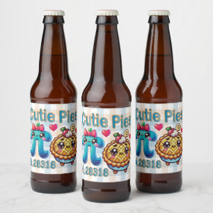 Fun “Cutie Pies” Cute Pi Symbol & Pie Pun Beer Bottle Label