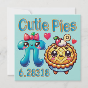 Fun “Cutie Pies” Cute Pi Symbol & Pie Pun Invitation
