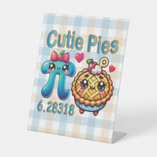 Fun “Cutie Pies” Cute Pi Symbol & Pie Pun Pedestal Sign