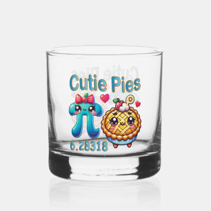 Fun “Cutie Pies” Cute Pi Symbol & Pie Pun Whiskey Glass
