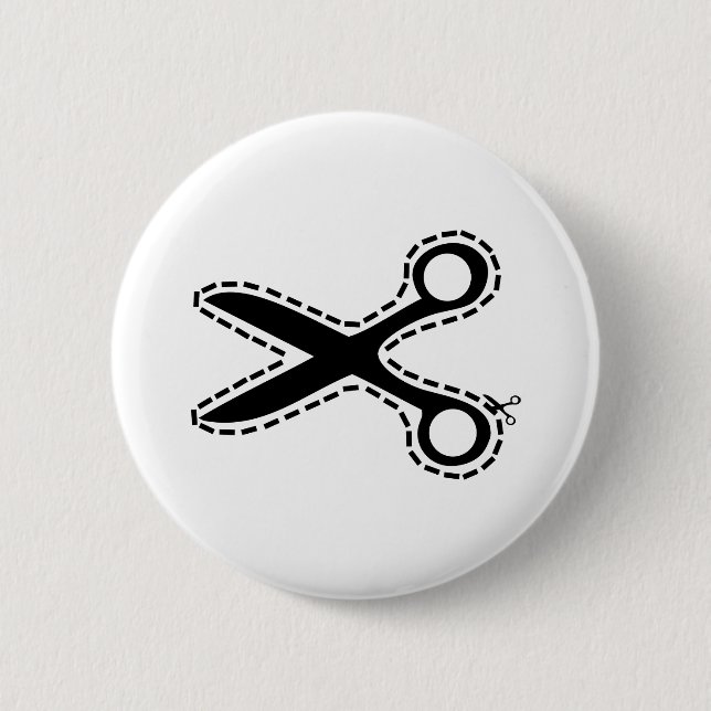 fun cutout scissors 2 inch round button (Front)