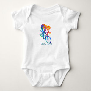 Fun Cyclist in training for biking  Quote Baby Bodysuit