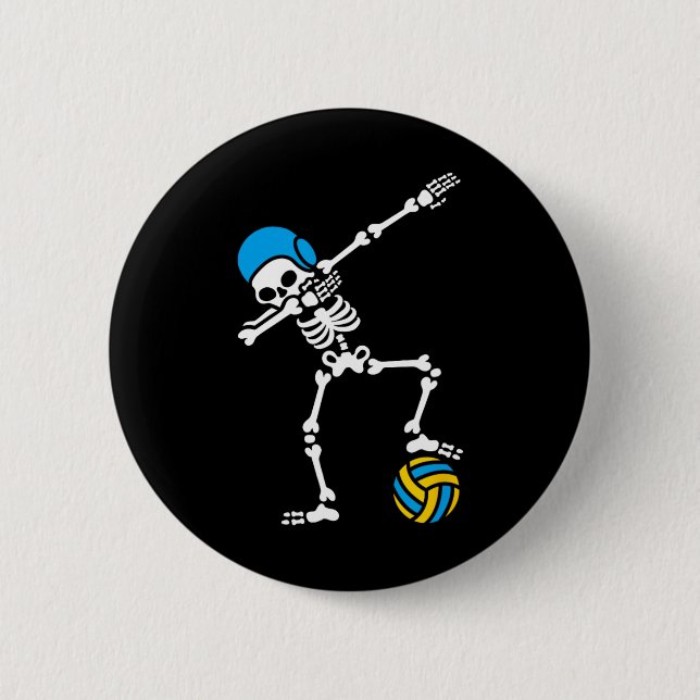 Fun Dab dabbing skeleton Water polo Halloween swim 2 Inch Round Button (Front)