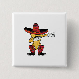 Fun Dabbing Nacho Cinco de Mayo Taco Chip 2 Inch Square Button
