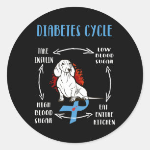 Fun Dachshund Diabetic Life Cycle Diabetes Awarene Classic Round Sticker