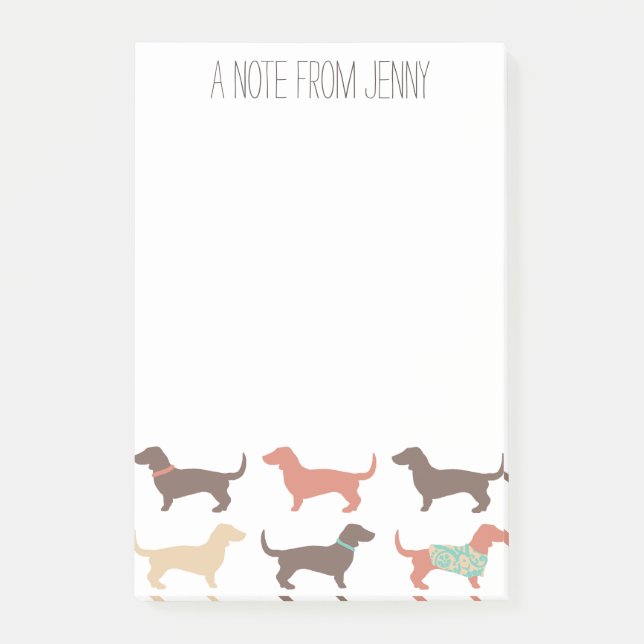 Fun Dachshund Dog Pattern Post-it Notes (Front)