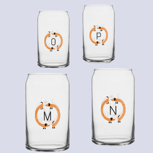 Fun Dachshund Wiener Sausage Dog Monogram Initial Can Glass