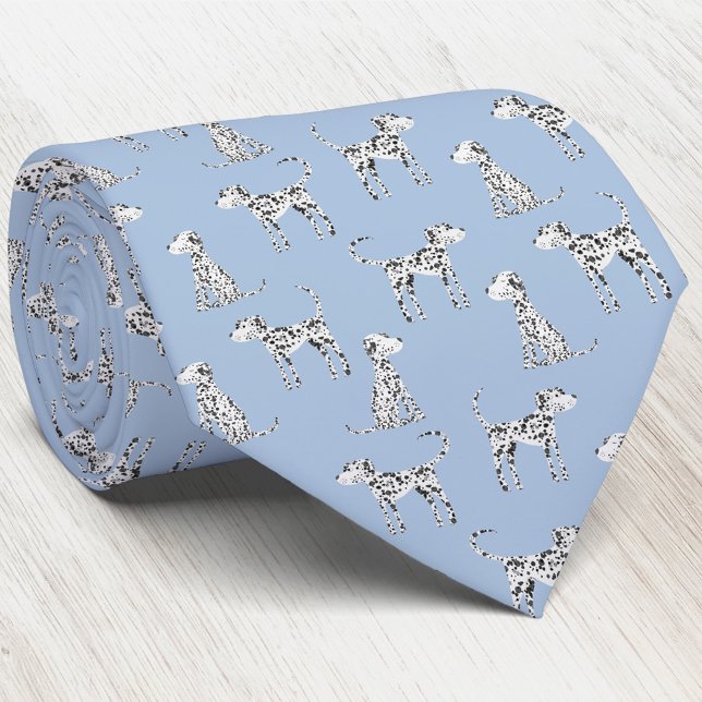 Fun Dalmatian Dog Light Blue Tie (Fun Dalmatian dog neck tie for animal and puppy lovers. Perfect for Fathers Day.)