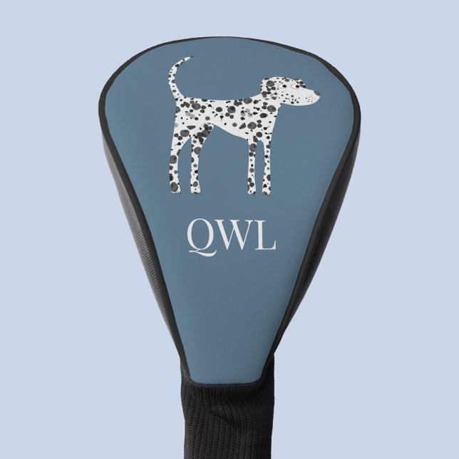 Fun Dalmatian Dog Monogram Golf Head Cover (Fun dalmatian dog personalized monogram initials golf head cover)