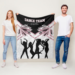 Fun Dance Team Black, White and Rose Pink Fleece B Blanket