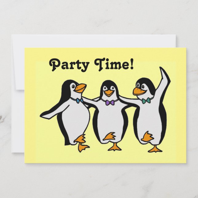 Fun Dancing Penguins Party Time! Invitation (Front)