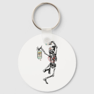 Fun Dancing Skeleton Nurse Halloween Costume Spook Keychain
