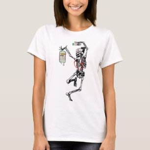 Fun Dancing Skeleton Nurse Halloween Costume Spook T-Shirt