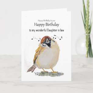 Fun Daughter-in-law Birthday Sparrow Bird Card