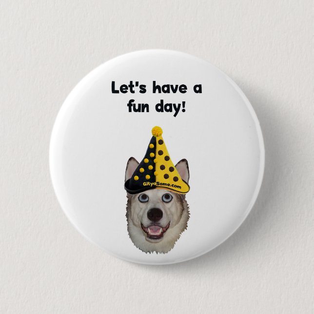 Fun Day Clown Dog 2 Inch Round Button (Front)