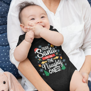Fun dear Santa they are the naughty ones Christmas Baby Bodysuit