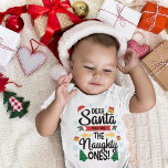 Fun dear Santa they are the naughty ones Christmas Baby Bodysuit<br><div class="desc">Beautiful and funny family t-shirt featuring the wording Dear Santa,  they are the naughty ones in black modern lettering decorated with Christmas Trees,  snowflakes,  little golden bells,  a red Santa hat,  and holly leaves.</div>