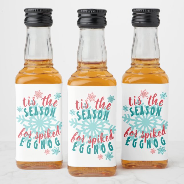 Fun December Winter Season Eggnog Quote Word Art Liquor Bottle Label (Bottles)
