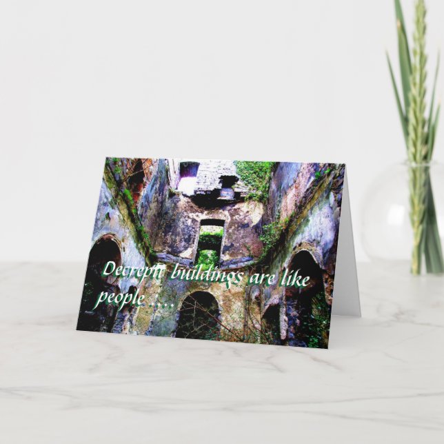 Fun 'Decrepit building' Birthday Card (Front)