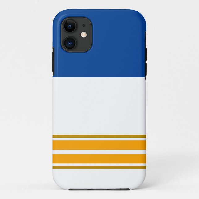Fun Deep Blue White Yellow Bottom Racing Stripes Case-Mate iPhone Case (Back)