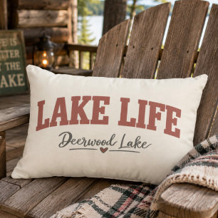 Fun Deerwood Lake Outdoor Lake Life Lumbar Pillow